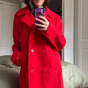 Vintage J.G. Hook Red Peacoat – 100% Wool – Made in USA – Size M